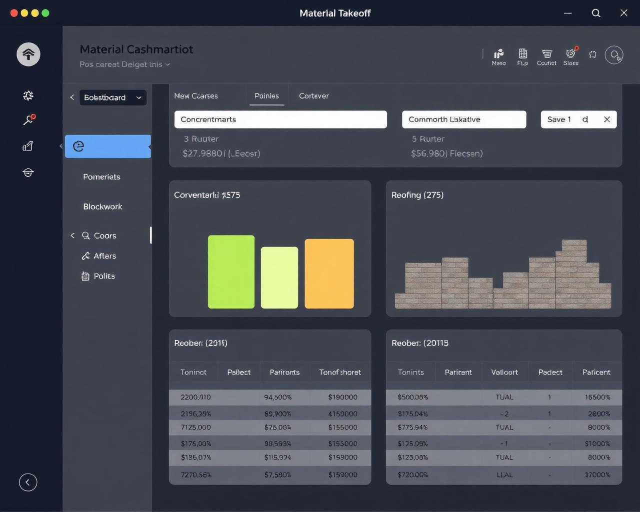 Estimator — Quantities and costs, auto-synced. 10